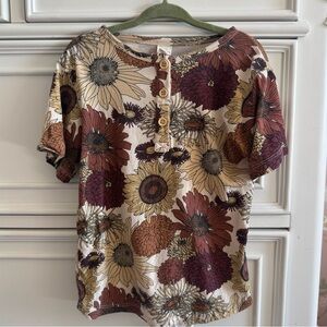 Kate Quinn Multi Sunflower Henley Top